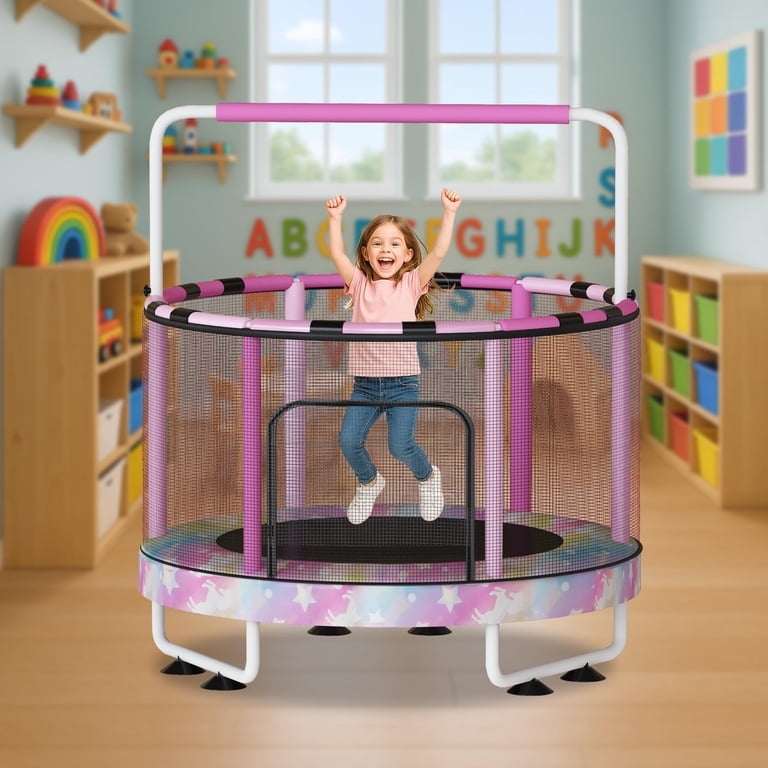 baxluxe 55-Inch Kids Trampoline 7-in-1 Adjustable Height Safety