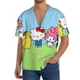 thumbnail image 7 of Lsque Sanrio print Men's Cuban Collar Short Sleeve Shirt Summer Beachwear Casual Button Down Fashionable Vacation Leisure Shirt-Small, 7 of 7