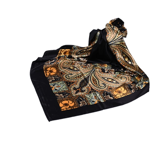Minnieouse Bufanda cuadrada para mujer, bufandas de satén a la moda para mujer, lazo para el pelo, ropa, disfraz, estampado, portátil, plegable, Accesorio para el cabello Negro Minnieouse AP012299-03