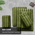 thumbnail image 5 of Jessy Home 8 Pcs Camo Green Bicolor bar Stripe Large Bath Towels Set 2 Oversized Bathroom Towels, 2 Hand Towels, 4 Washcloths, 5 of 7