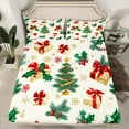 thumbnail image 2 of Manfei Xmas Gifts Twin Bed Sets,Merry Christmas Fitted Sheets,Red Berry Flat Sheet For Child,Breathable Home Decor,3-Piece, 2 of 7