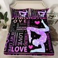 thumbnail image 2 of Homewish Gymnastics Sport Twin Sheet Sets,Gymnastics Dancing Lovers Twin Fitted Sheet,Pink Purple Black Flat Sheet For Girls Kids,Ultra Soft Home Decor,3 Pieces, 2 of 7