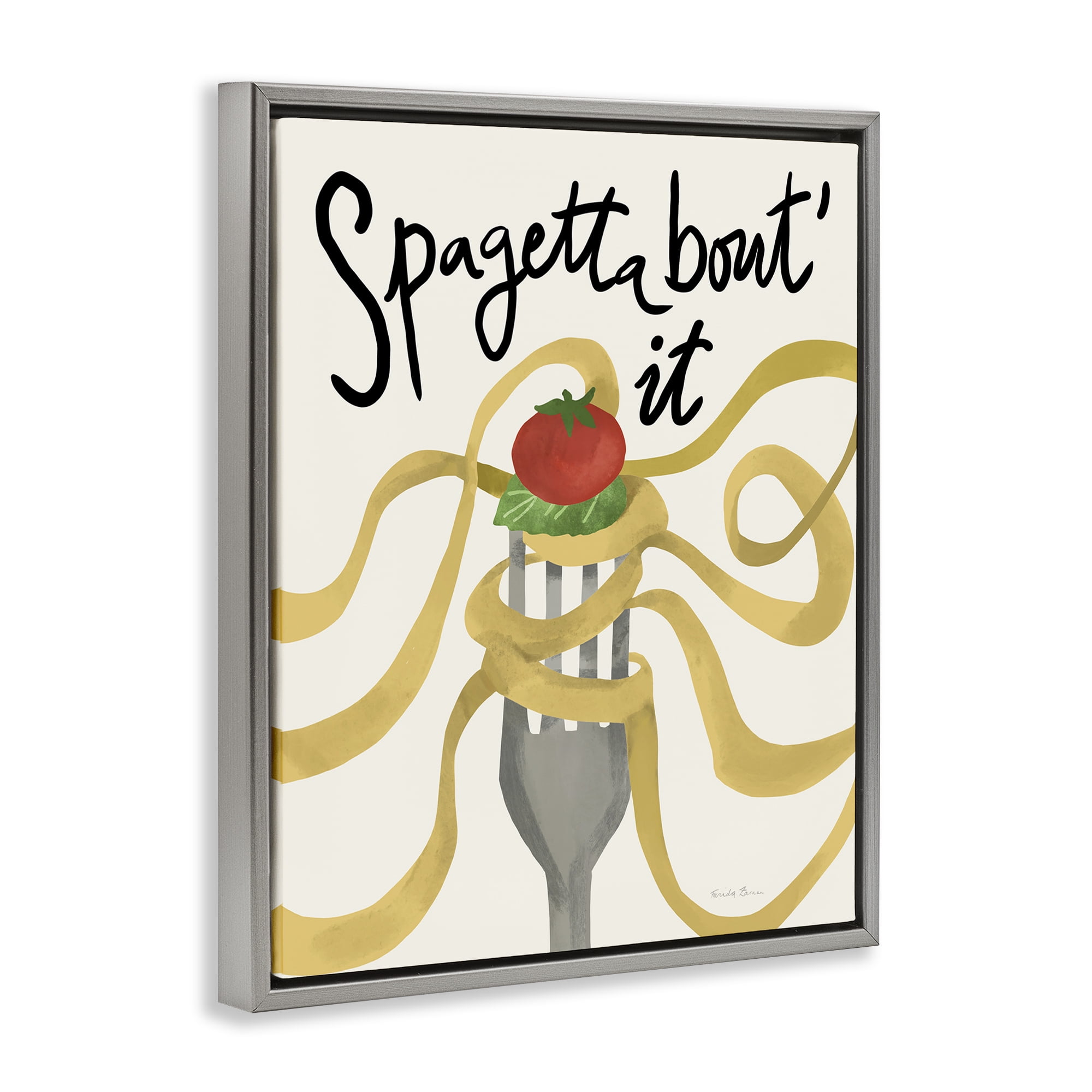 Stupell Industries Funny Spaghetti Phrase Food & Beverage Painting Gray Floater Framed Art Print Wall Art, 25 x 31