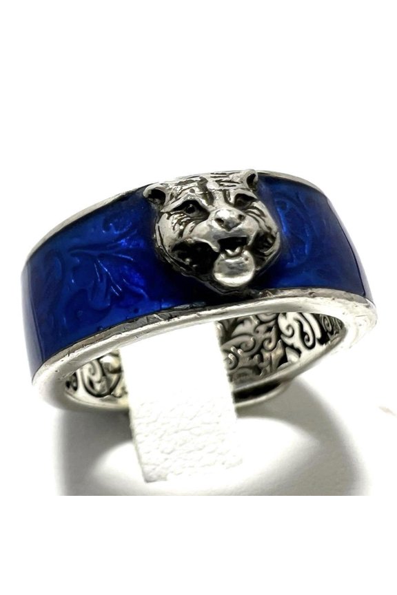 Pre-Owned GUCCI Men's Tiger Head Garden Ring, 925 Silver