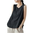 thumbnail image 1 of Plebaso Débardeurs en Coton et Lin pour Femmes Col Rond Sans Manches Chemises Décontractées Légères Blouses pour Femmes, 1 of 6
