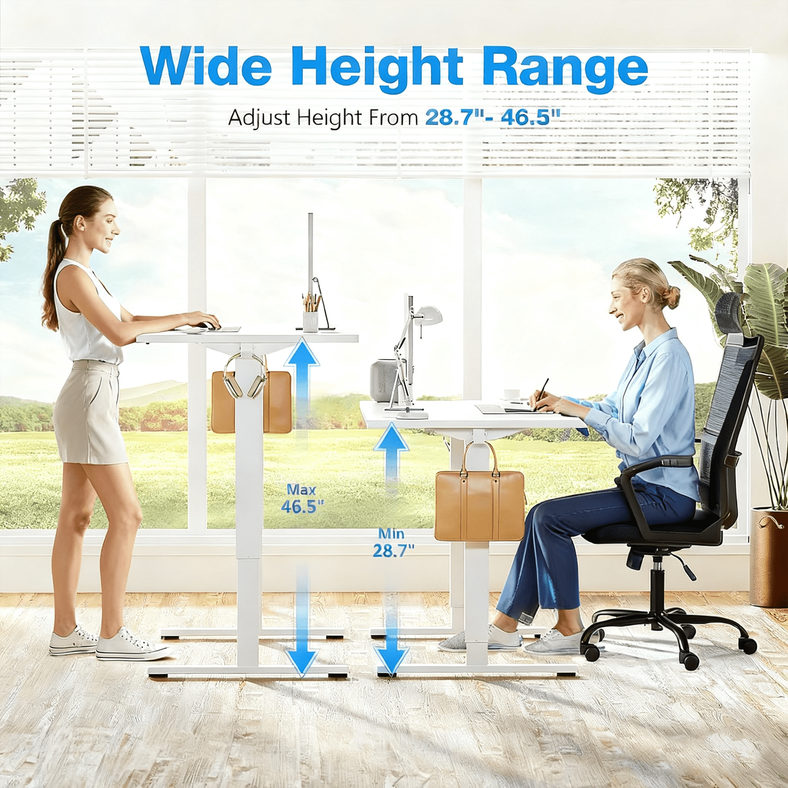 Electric Standing Desk 40x24 Inch - Height Adjustable Desk with Memory Presets, White