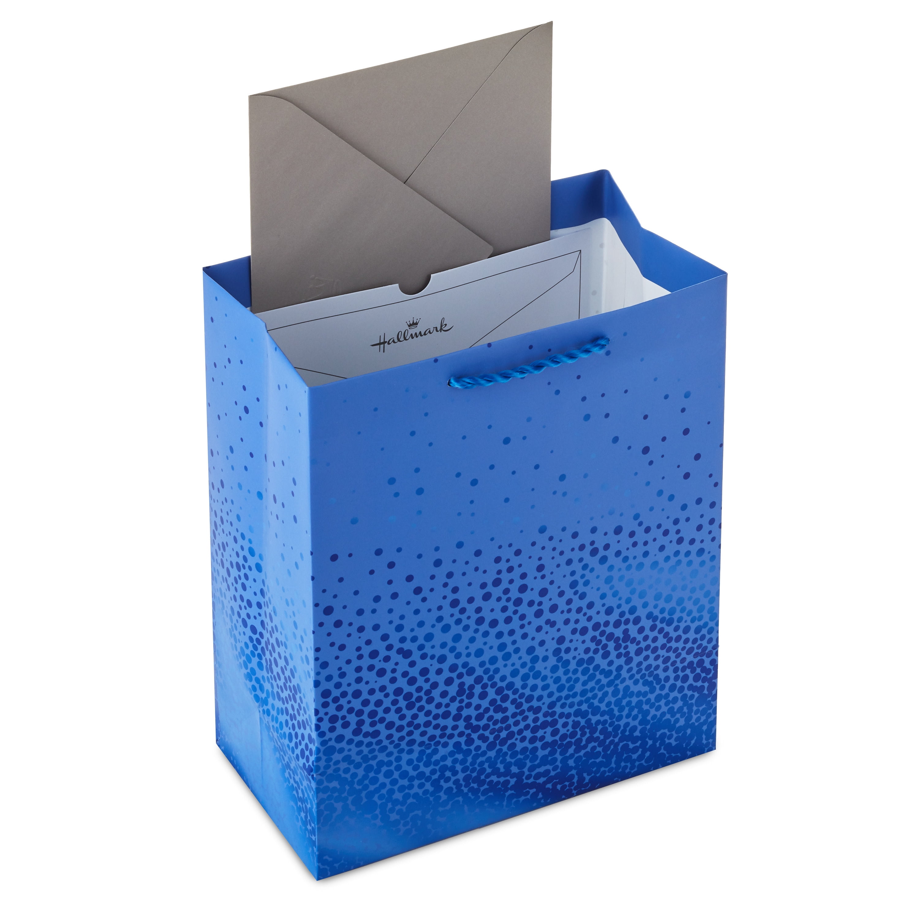 Hallmark Medium Gift Bag (Blue with Cascading Blue Foil Dots)