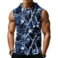 thumbnail image 2 of Men’s Athletic Sleeveless Hoodie with Drawstring Hood and Front Pocket Casual Loose Fit Camouflage Patterned Vest Top, 2 of 7