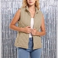 thumbnail image 4 of cocolona Quilted Vest for Women LightWeight Solid Color Basic Sleeveless Jacket Fall Winter Stand Collar Zipper Coat with Pocket, 4 of 6