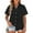Black, variant on BRGZLK Womens Linen Button Down Tops Summer Fashion Solid Lapel Collared Cotton Blouses Loose V Neck Cotton T Shirt Black L
