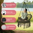 thumbnail image 2 of Swing Seat for Adults, Max Load 330 lb, Hand Woven Knots, Suspended Hammock Seat, Black Boho Hanging Chair, Designed for Gazebo, Relaxation Area, Library Corner, 2 of 7