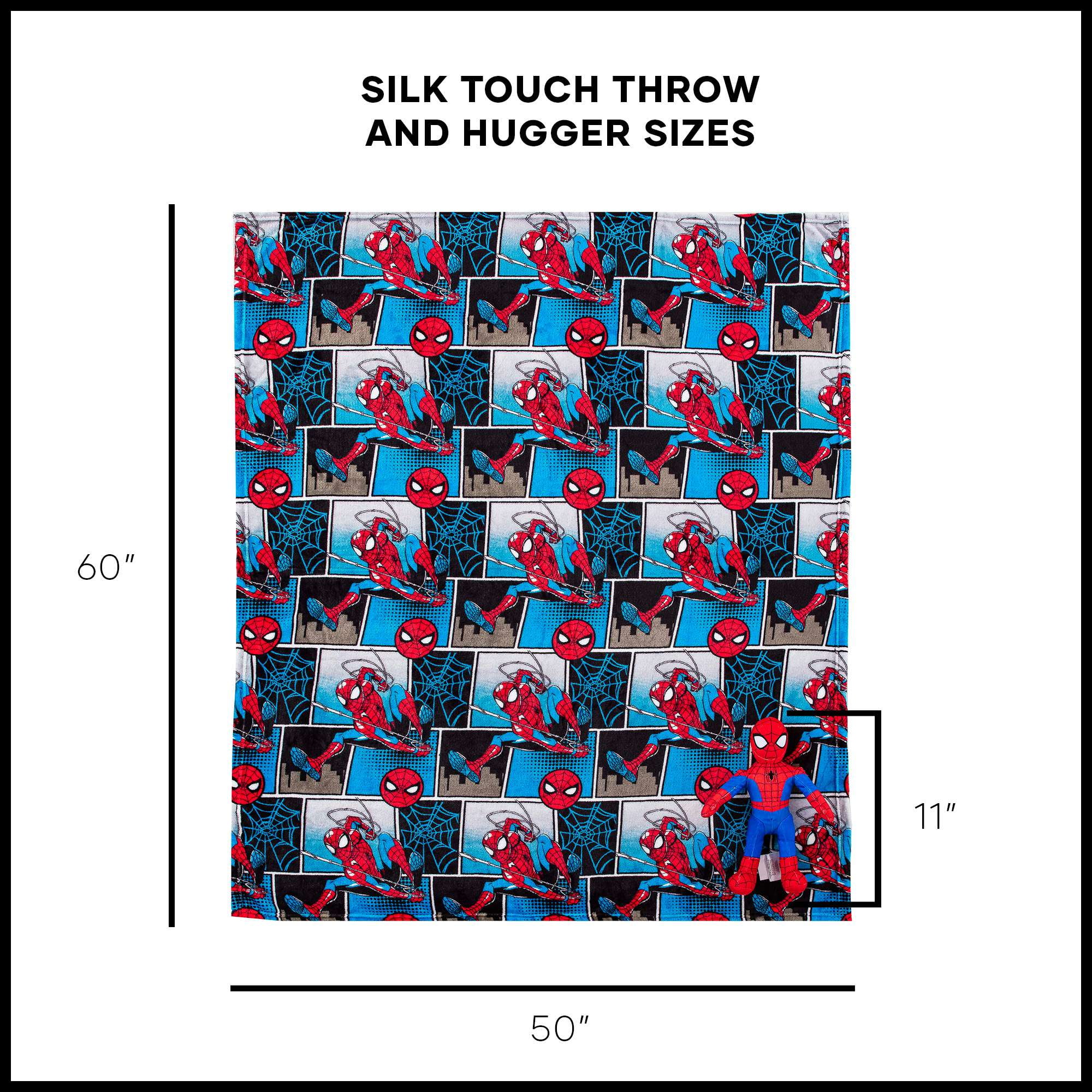 Spider-Man Kids Plush Hugger with Silk Touch Throw Blanket Set, 50x60 inches