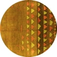 thumbnail image 1 of Ahgly Company Machine Washable Indoor Round Solid Yellow Modern Area Rugs, 5' Round, 1 of 4