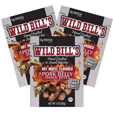Wild Bill's 3oz Hot Maple Pork Belly Bites (3 Packs)