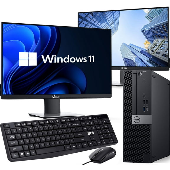Restored Dell OptiPlex 5070 Desktop Computer PC Intel i7-9700 (8-Core), 16GB DDR4 Ram, 512GB NVMe SSD, New Dual 24" LED Monitors, Built-in WiFi, Wireless KB & Mouse, Windows 11 Pro (Refurbished)