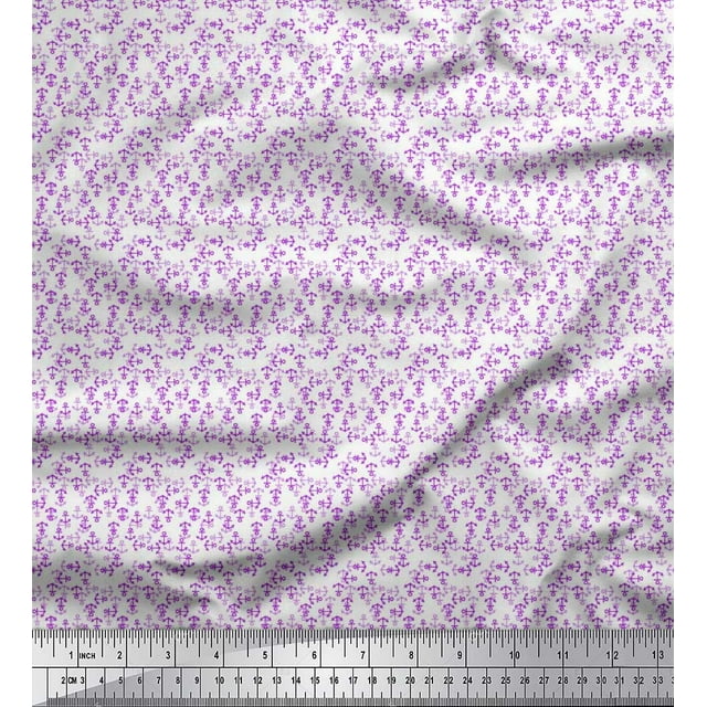 Soimoi Poly Georgette Fabric Anchor Hook Shirting Print Fabric by Yard 42 Inch Wide