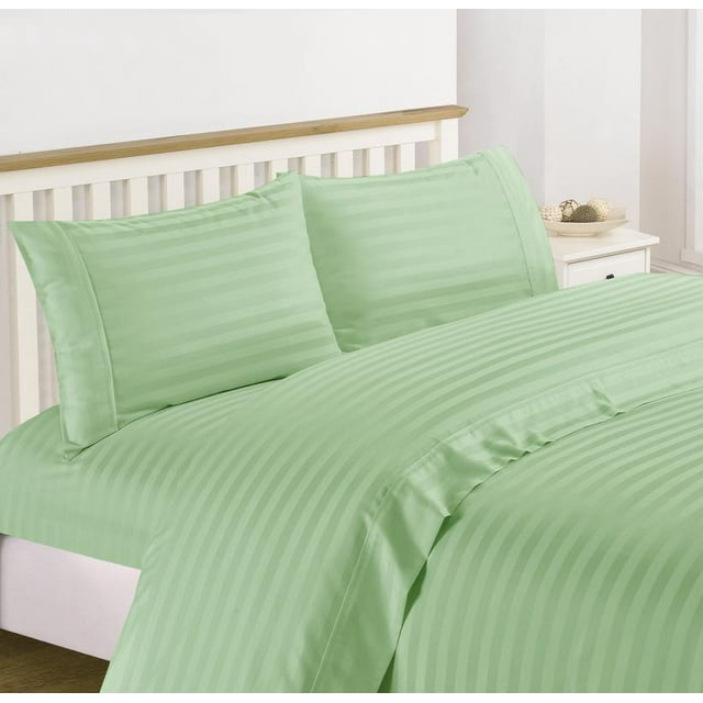 Home Collection 1200 Thread Count 100% Cotton Egyptian Quality Deep Pocket Stripe Sheet Set (California King, Sage)