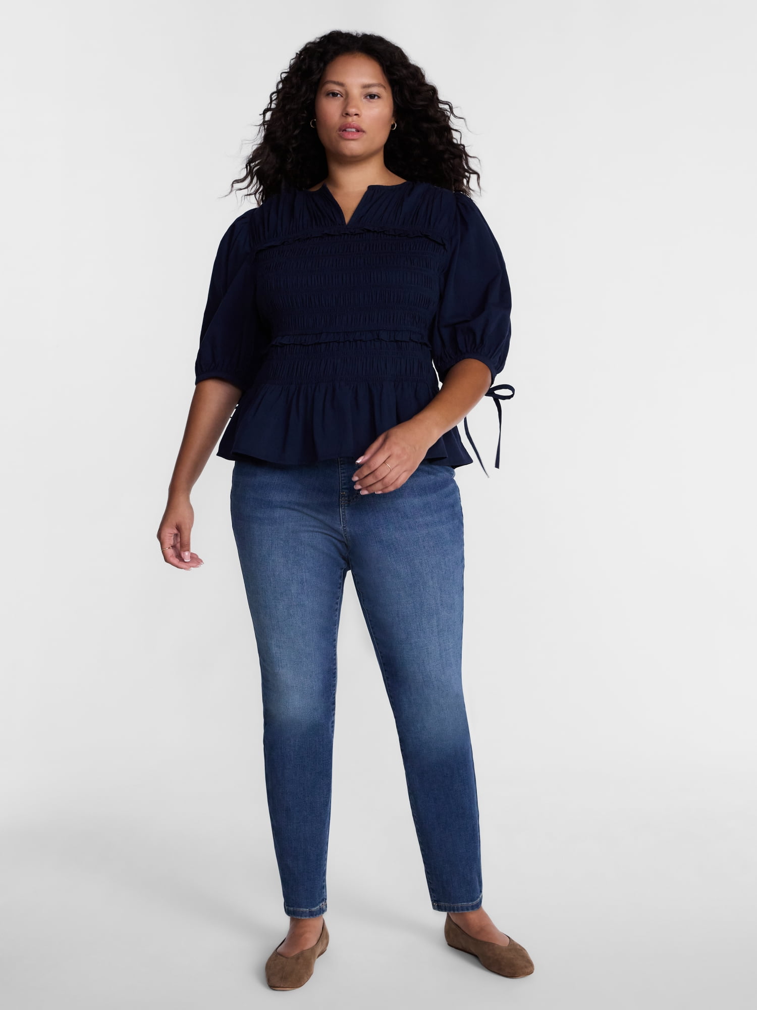 Terra & Sky Women's Plus Signature Mid Rise Pull On Skinny Jeggings, Sizes 0X-5X