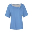thumbnail image 4 of Usted Es Más Que una Camisa de Puntuación de Prueba, de Moda Casual Color Sólido Botón de Manga Corta Cuello en V para Mujeres, 4 of 7