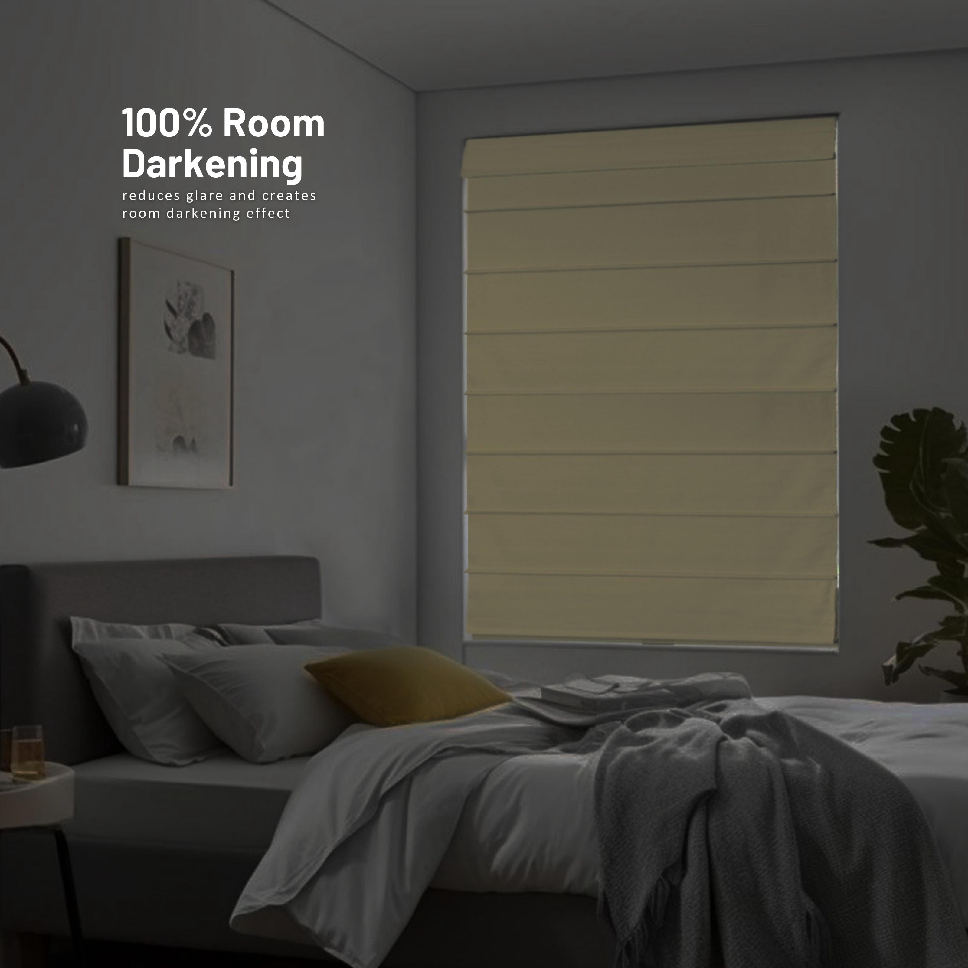Chicology Cordless Roman Shades, Cream (Cotton), 39"W X 64"H