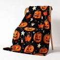 thumbnail image 4 of Halloween Throw Blanket, Soft Plush Fleece Cozy Throw Blanket, Jack‑o‑Lantern Maple Leaf Candle White Star Blanket, Holiday Decor for Halloween Party Sofa Bed Living Room Indoor,71x79Inch, 4 of 4