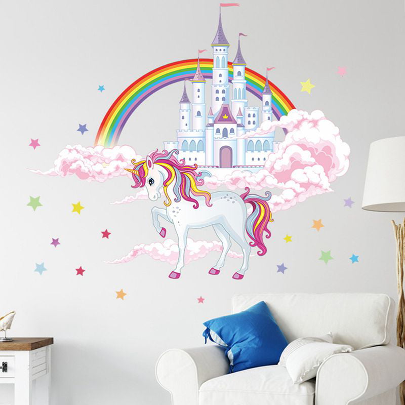*BABE Wall Sticker Horse Wall Decal Cute Animal Wall Art Mural Kids Room-Decor