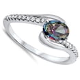 thumbnail image 4 of CHOOSE YOUR COLOR Multi-color CZ Wavy Promise Ring .925 Sterling Silver Band Black Female Size 5, 4 of 4