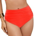 thumbnail image 4 of Jdkau Swim Bottoms for Women Tummy Control Swim Bottoms Mid Rise Bikini Bottoms Full Coverage Ruched Scrunch Swim Bottomï¼ Red,Lï¼, 4 of 9