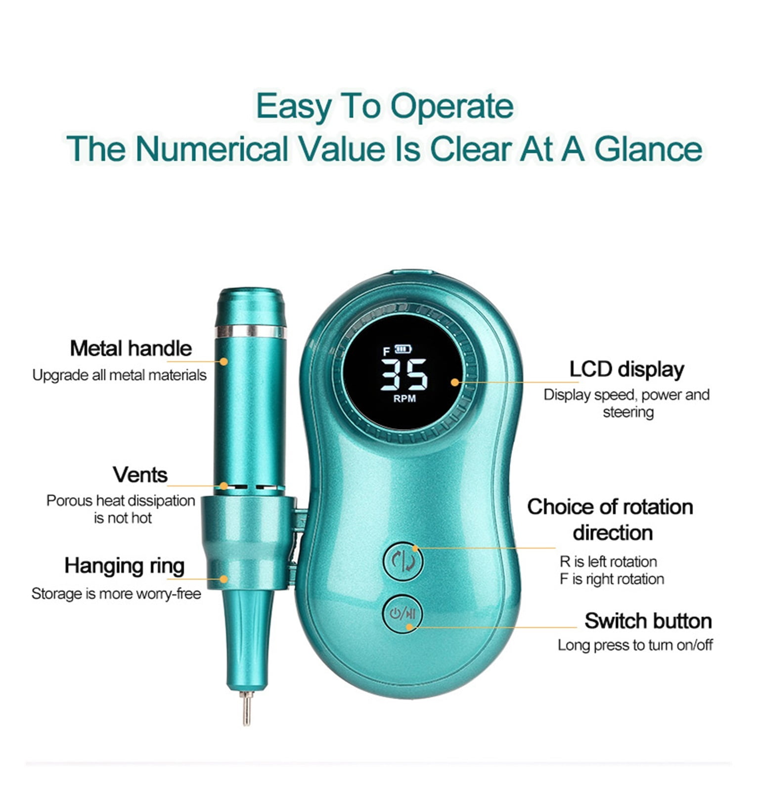 Nail Drill Machine 35000RPM Electric Portable Rechargeable Long Battery Life For Manicure Pedicure With Cutter Art Machine Tool