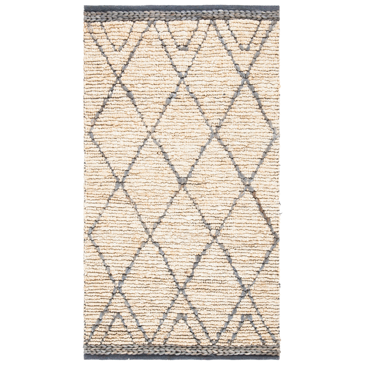 SAFAVIEH Natural Fiber Comhgham Geometric Area Rug, Natural/Grey, 5' x 8'