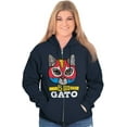 thumbnail image 3 of El Loco Gato Mexican Wrestler Cat Unisex Plus Size Zip Hoodie Brisco Brands 2X, 3 of 6