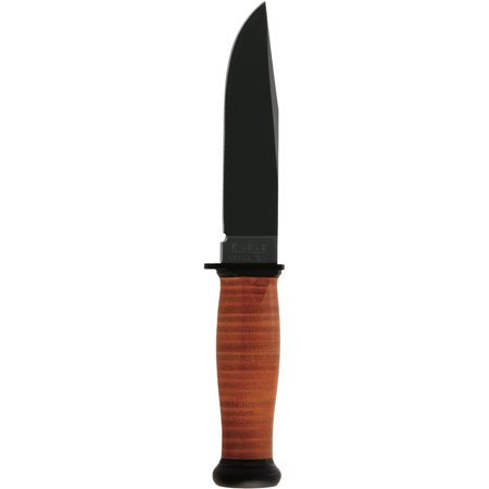 Ka-Bar 2225 Mark 1 Fixed Cro-Van Steel Blade Knife with Brown Leather Wrapped Handle