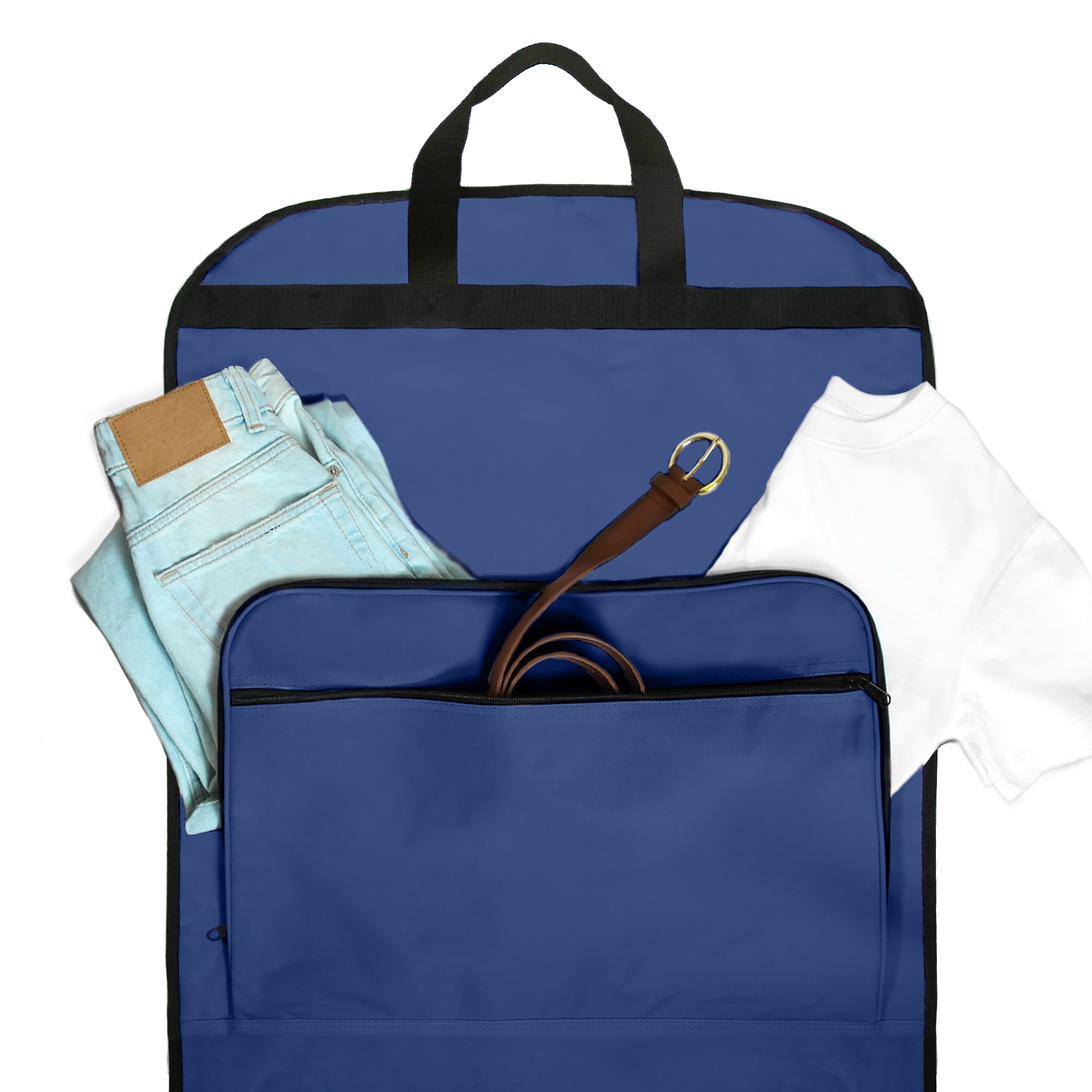 DALIX 60" Professional Garment Bag Cover for Suits Pants and Gowns Dresses (Foldable) Navy Blue