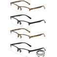 thumbnail image 2 of 4 Packs Wide Frame Reading Glasses Semi Half Frame Stylish Fashion Reading Glasses for Men Reading Glasses 1.25, 2 of 2