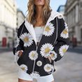 thumbnail image 3 of Xudanell Oversized Zip up Hoodie for Women Floral Butterfly Jackets for Girls Drawstring Women Blouses with Graphic, 3 of 5
