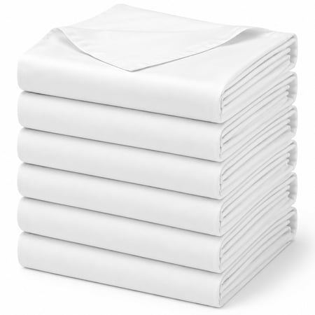 Linteum Textile Supply White Bed Sheets – Soft and Comfortable Spa & Massage Flat Sheets 250 Thread Count Top Sheets for Hotels, Home, Hospitals, Spas & Rental Properties (6 Pack, 66x115 Inches)