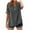 Gray, variant on Women's Short Sleeve Shirts Button Down Cotton Linen Tops Spring Summer V Neck T-Shirt Casual Loose Fit Blouses