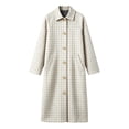 thumbnail image 7 of Cmfcve Womens Gingham Plaid Long Overcoat Button Front Business Casual Coat Fall Winter Collared Outerwear, 7 of 7