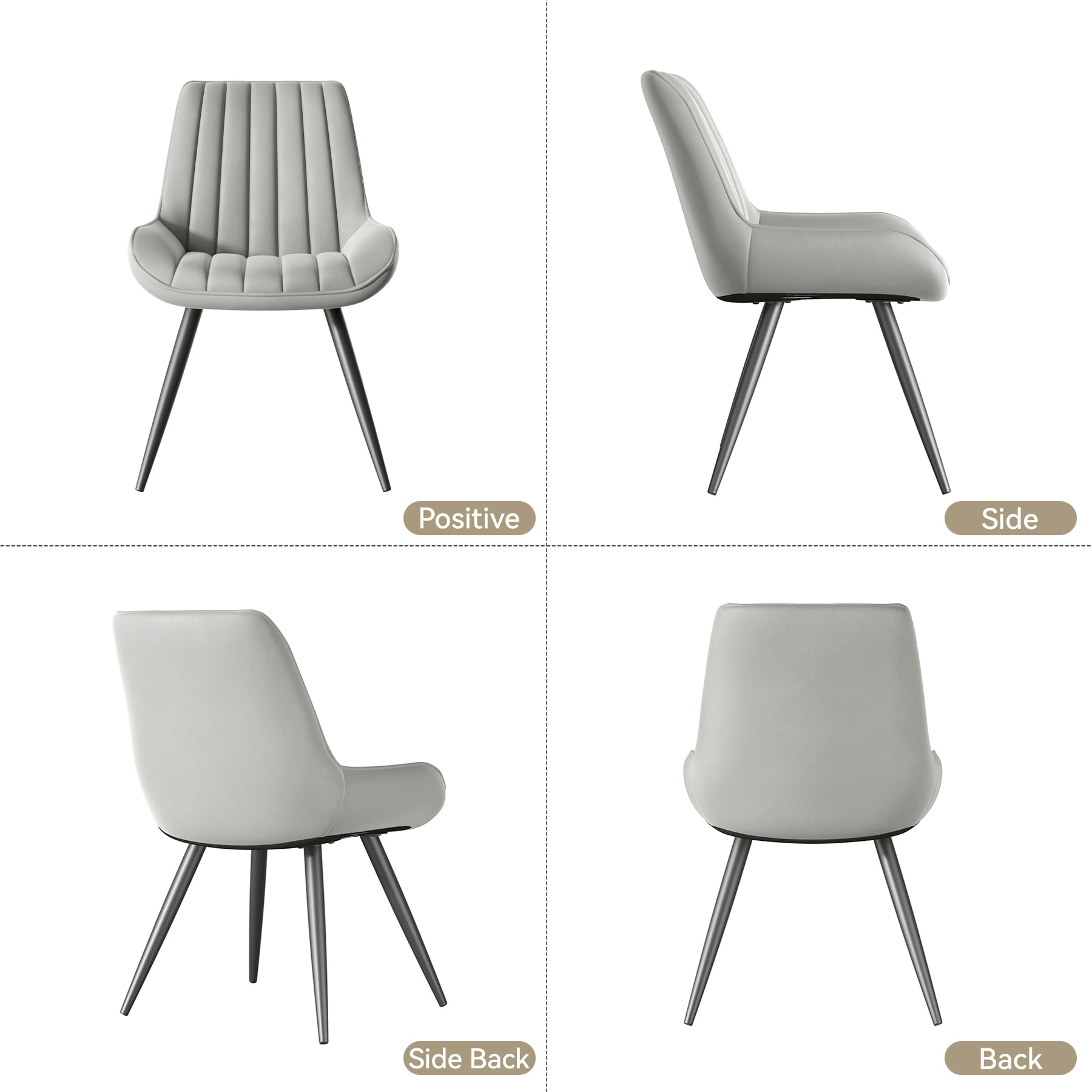 MOONMISS Modern Upholstered Dining Chairs Set of 4 with Thick Cushion,Sturdy Metal Legs,Side Chairs for Kitchen,Living Room
