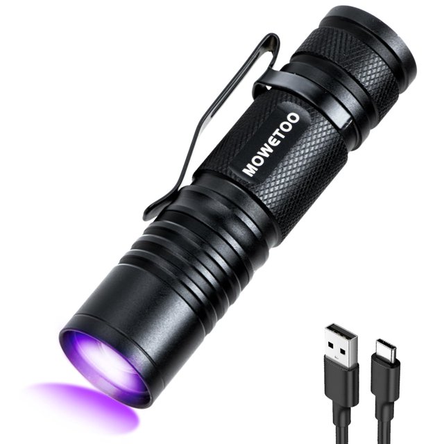 Linterna UV MOWETOO 395 nm recargable por USB, mini