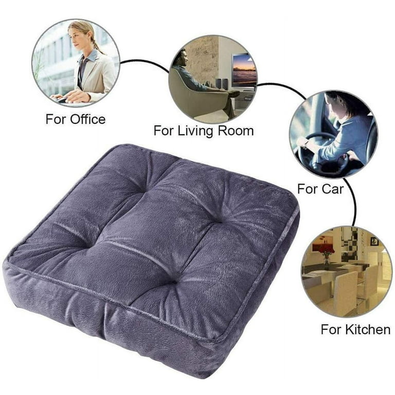 Big Hippo Chair Pads Square Chair Cushion with Ties Soft Thicken Seat Pads  Cushion Pillow for Office,Home or Car Sitting 17 x 17(Beige)