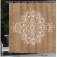 thumbnail image 3 of Ambesonne Oriental Shower Curtain, Floral Monochrome Pattern, 69"Wx70"L, Pale Caramel, 3 of 4