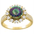thumbnail image 1 of 14K Yellow Gold Natural Mystic Topaz Ring Round 8 mm Diamond Accents, size 7, 1 of 3