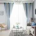 thumbnail image 2 of Mistaha 2 Pcs Rideau Simple Dégradé Motif Étoile Creux Double Couche Occultant Chambre Salon Rideau Isolant, 2 of 8