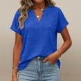 thumbnail image 4 of Short Sleeve Tops for Women Solid Color V Neck Tops 2026 Summer Casual Shirts Work Blouses Business Tunic Top Dark Blue XL, 4 of 7