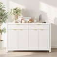 thumbnail image 2 of Hassch Buffet Cabinet with Storage, Sideboard Cabinet with 2 Drawers and 4 Doors, Farmhouse Coffee Bar Cabinet with Adjustable Shelves for Kitchen, Entryway, Living Room, Dining Room, White, 2 of 10