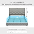 thumbnail image 6 of SIBEDS King LED Bed Frame with 52" Crystal Button Tufted Upholstered Headboard, Galaxy Projector & Charging Station, No Box Spring Needed, Velvet Gray, 6 of 8