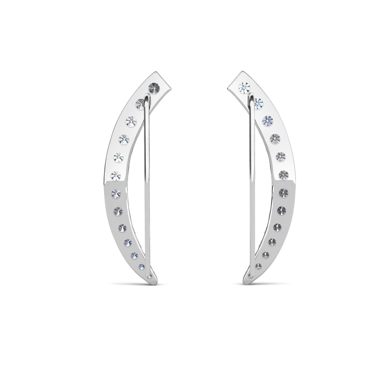 Cate & Chloe Camila 18k White Gold Plated Ear Climber Earrings with Simulated Diamonds for Women