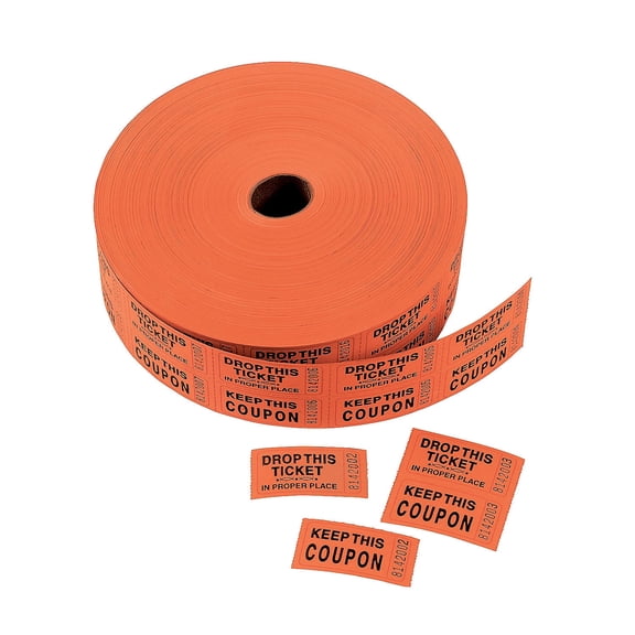Orange Coupon Double Roll Tickets - Party Favors - 1 Piece