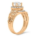 thumbnail image 2 of 1.15 Carat (ctw) 14K Rose Gold Round White Diamond Ladies Bridal Vintage Style Halo Engagement Ring With Matching Band S, 2 of 5